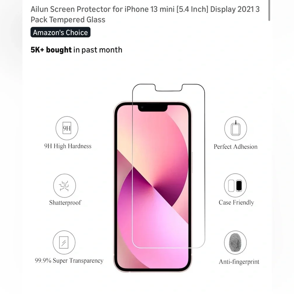 Clear Screen Protector for Apple 13 mini 5.4 size screen